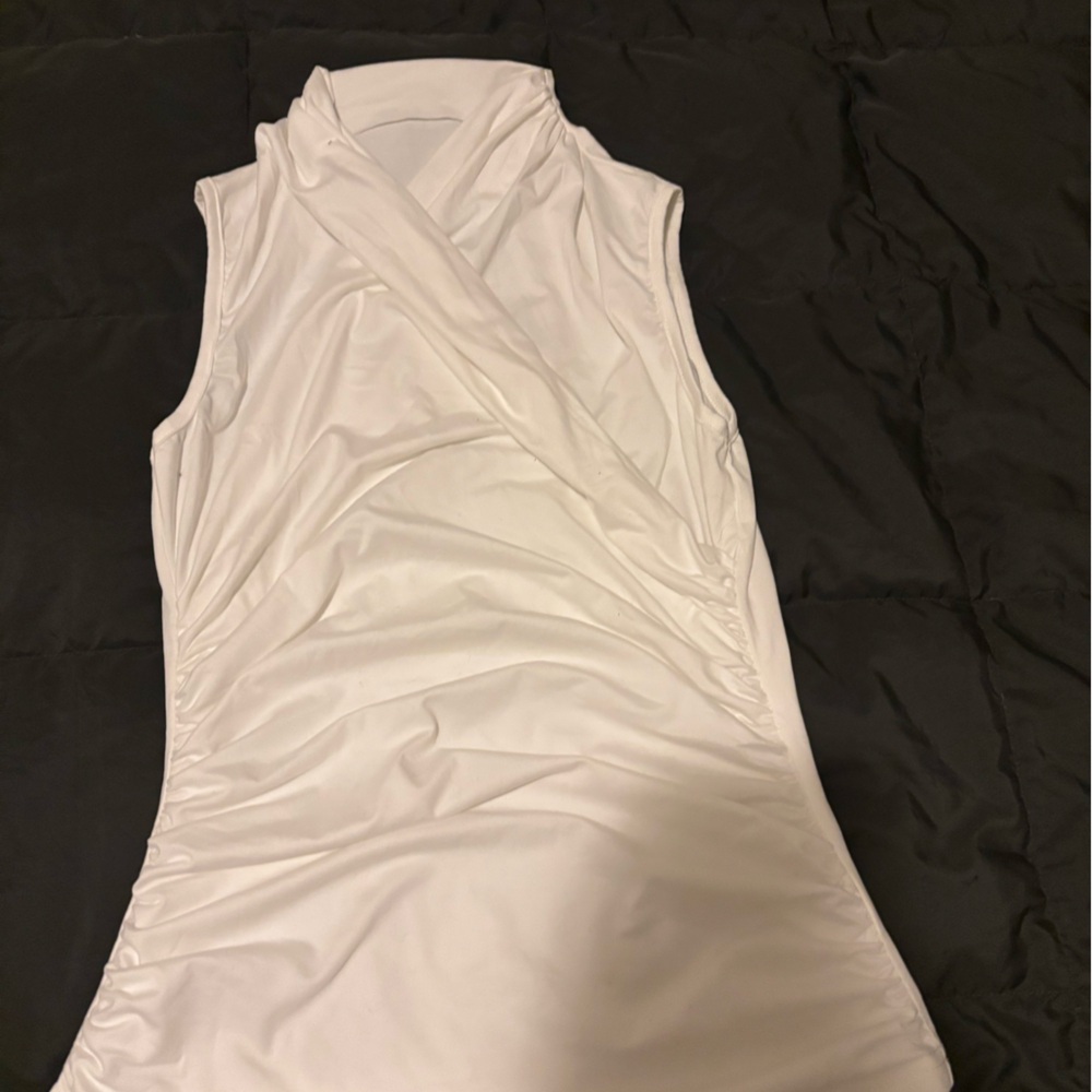 White Sleeveless Wrap Top